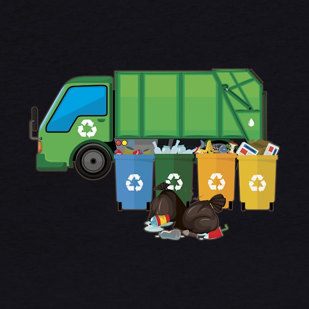Recycling Trash Truck Garbage Truck by paola.illustrations